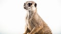 Meerkat face close-up with white background. Generative AI