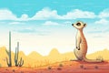 meerkat on look-out, perched against a desert horizon Royalty Free Stock Photo