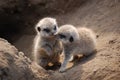 Meerkat pups at their burrow in Namibia