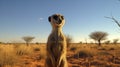 Meerkat\'s Watchful Sentry in the Kalahari Plains