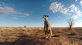 Meerkat\'s Watchful Sentry in the Kalahari Plains