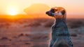 Meerkat Silhouette Double Exposure in Desert Landscape