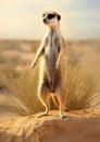 Meerkat standing upright and alert in the desert Royalty Free Stock Photo