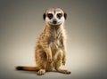 Meerkat standing upright, showcasing its detailed fur and alert posture against a gradient background. Royalty Free Stock Photo