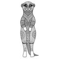 Meerkat standing zentangle art stylize for T - Shirt graphic, poster, coloring book for adult and so on Royalty Free Stock Photo