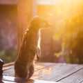 The meerkat or suricate, 2 years old outside