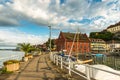 Harbor and lakefront promenade in Meersburg on Lake Constance Royalty Free Stock Photo