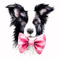 Charming Canine: Border Collie Puppy with Headband and Glasses AI Generated