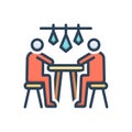 Color illustration icon for Meet, interview and converge