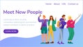 Meet new people landing page vector template