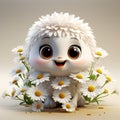Cute Smiling daisy flower baby with round eyes