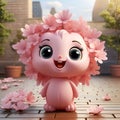 Cute Smiling Pink flower baby with round eyes