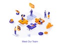 Meet our team isometric web concept.