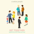 Meet people you love spend time flat 3d web isometric concept Royalty Free Stock Photo