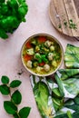 Meetball vegetables soup. style hugge Royalty Free Stock Photo