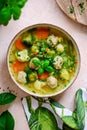 Meetball vegetables soup. style hugge Royalty Free Stock Photo