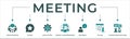 Meeting banner web icon vector illustration for business meeting and discussion with communications