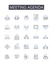 Meeting agenda line icons collection. Job interview, Travel itinerary, Wedding program, Conference schedule, Study plan Royalty Free Stock Photo