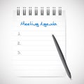 Meeting agenda notepad illustration design