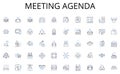 Meeting agenda line icons collection. Innovation, Creativity, Simplicity, User-focused, Collaborative, Iterative, Agile