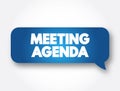 Meeting Agenda text message bubble, concept background