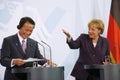 Meeting of Angela Merkel and Taro Aso Royalty Free Stock Photo