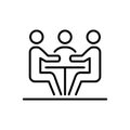 Meeting business people icon simple line flat illustration