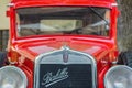 Meeting of classic cars. Front closeup of an old Fiat Balilla car