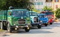 Meeting of classic cars. Old vintage truck on the parking