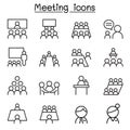 Meeting & Conference icon set in thin line style Royalty Free Stock Photo