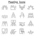 Meeting & Conference icon set in thin line style Royalty Free Stock Photo