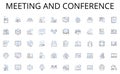 Meeting and conference line icons collection. Spices, Herbs, Vegetables, Fruits, Meats, Dairy, Grains vector and linear