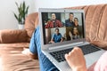 Young woman using laptop for video call, zoom Royalty Free Stock Photo