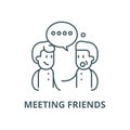 Meeting friends vector line icon, linear concept, outline sign, symbol Royalty Free Stock Photo