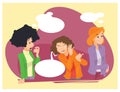 Meeting girlfriends. Illustration for internet and mobile website