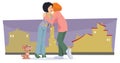 Meeting girlfriends. Illustration for internet and mobile website