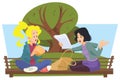 Meeting girlfriends. Illustration for internet and mobile website