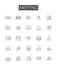Meeting line icons collection. Conference, Assembly, Session, Gathering, Summit, Encounter, Rendezvous vector and linear