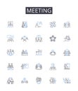 Meeting line icons collection. Conference, Assembly, Session, Gathering, Summit, Encounter, Rendezvous vector and linear