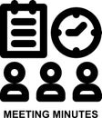 meeting minutes, notes, meeting, time, team, time management outline icon