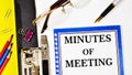 Meeting minutes - text label in the Registrar`s folder. Royalty Free Stock Photo