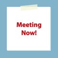 meeting now post it on blue Royalty Free Stock Photo