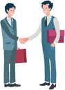 Meeting of two businessmen and business handshake. Business partners conclude successful contract Royalty Free Stock Photo