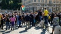 Meeting of photographers, reporters and passersby during the demonstration of the right in Piazza del Popolo