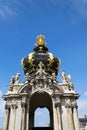 Meeting point Kronentor, crown gate detail, Zwinger palace, Dresden, Germany Royalty Free Stock Photo