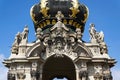 Meeting point Kronentor, crown gate detail, Zwinger palace, Dresden, Germany Royalty Free Stock Photo