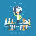 Meeting presentation and brainstorm flat vector infographic