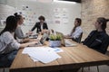 Meeting of multiracial professional teamwork with coworkers at the business office Royalty Free Stock Photo