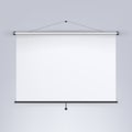 Meeting Projector Screen Vector. Blank White Board, Presentation Display Illustration