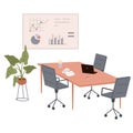 Meeting room in business center office. Modern conference hall, workplace for team brainstorming Royalty Free Stock Photo